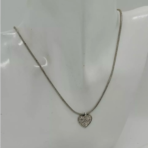 DIOR Silver Tone Heart Necklace